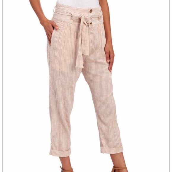 NWOT Free People Striped Belted Pants - Picture 4 of 5